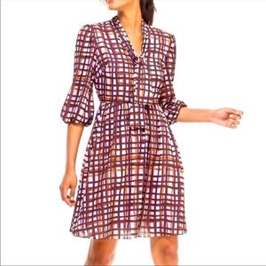 Gal Meets Glam Lindsey Painted Windowpane Tie Neck Dress NWOT